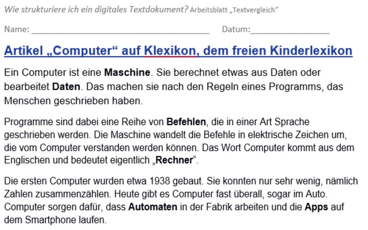 Wie strukturiere ich ein digitales Textdokument? Grundsätzliches zu Textverarbeitungsprogrammen